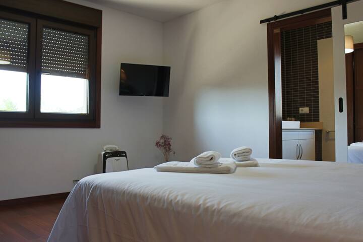 Მთავარი საძინებელი ტელევიზორით 