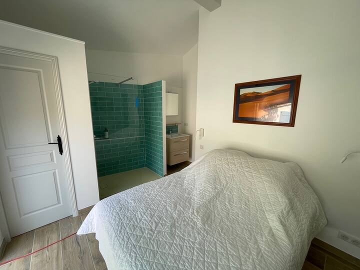 chambre aile est sur patio vue que douche cabinet de toilette et wc