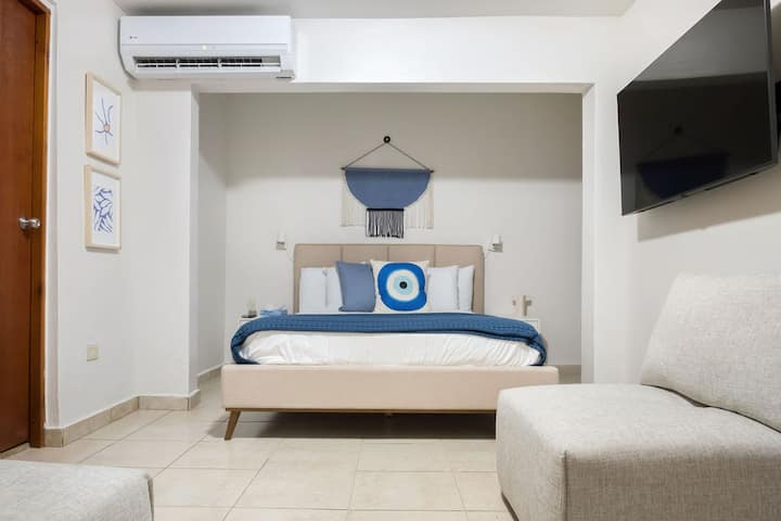 Bedroom #6 Features a  queen bed with full bathroom.Every one of our 9  bedrooms have AC, TV, shades, fresh linens & full bathroom.