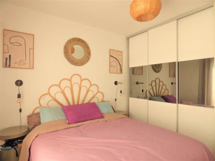 Beautiful bedroom on the ground floor overlooking the terrace
