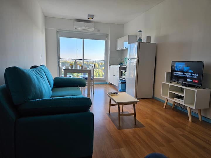 Estúdio com ar-condicionado e acesso a academia e piscina em Chacarita