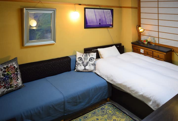 Cama semidoble y sofá cama para 3 personas