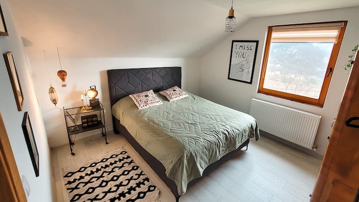 Comfortable double bed and beautiful views. 