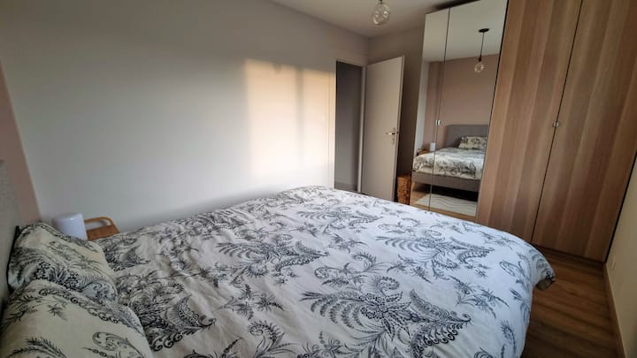 Chambre 13m2, literie 180x200, matelas à mémoire de forme, dressing, salle de douche attenante