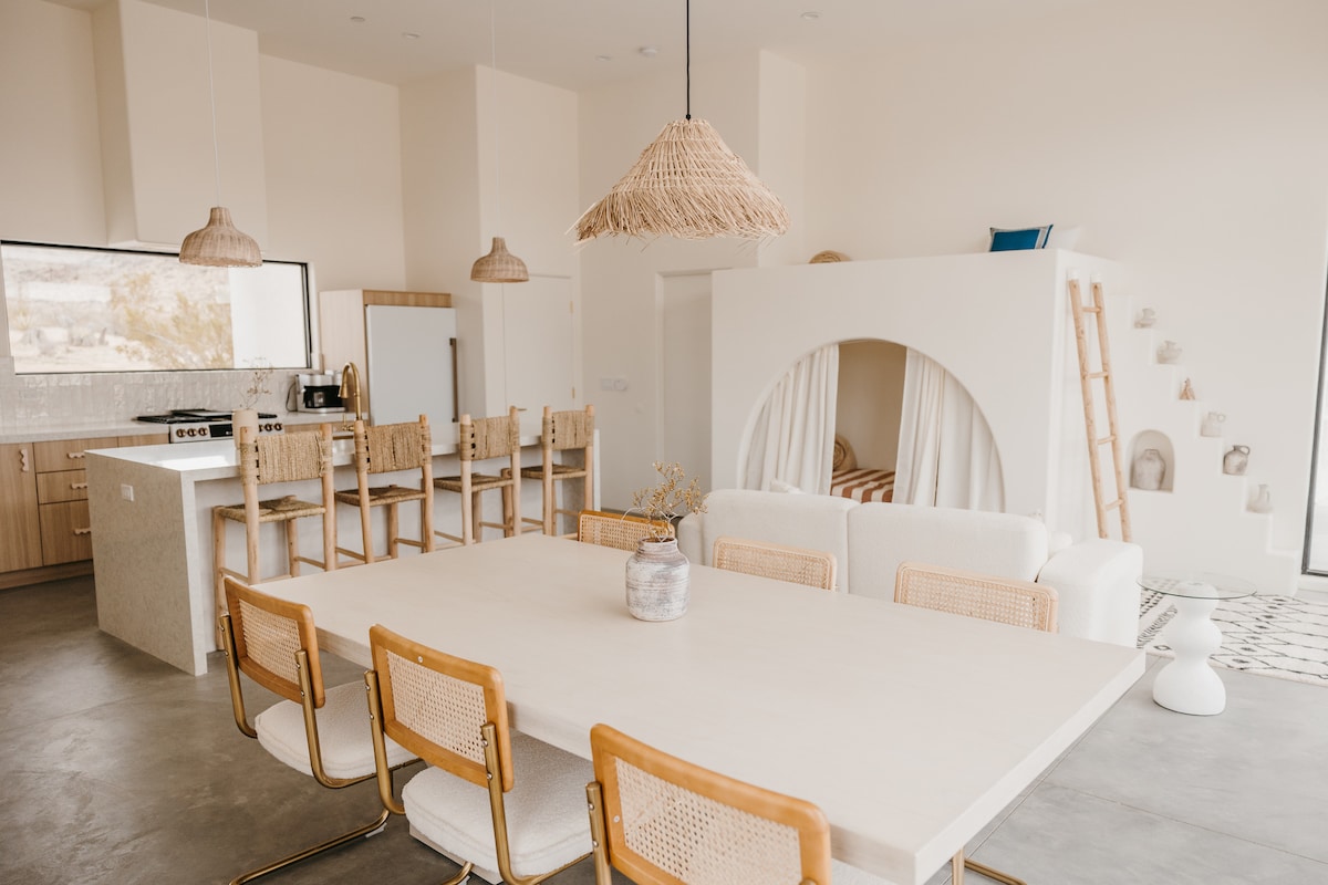 Kitchen, Dining and Living room all in one central spot featuring a bunk bed