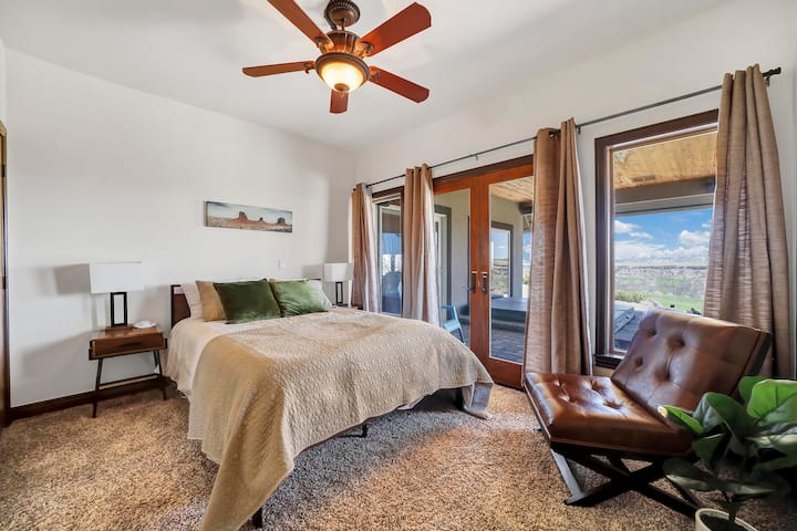 Private bedroom #1 -  Main Floor with access to canyon view patio and hot tub