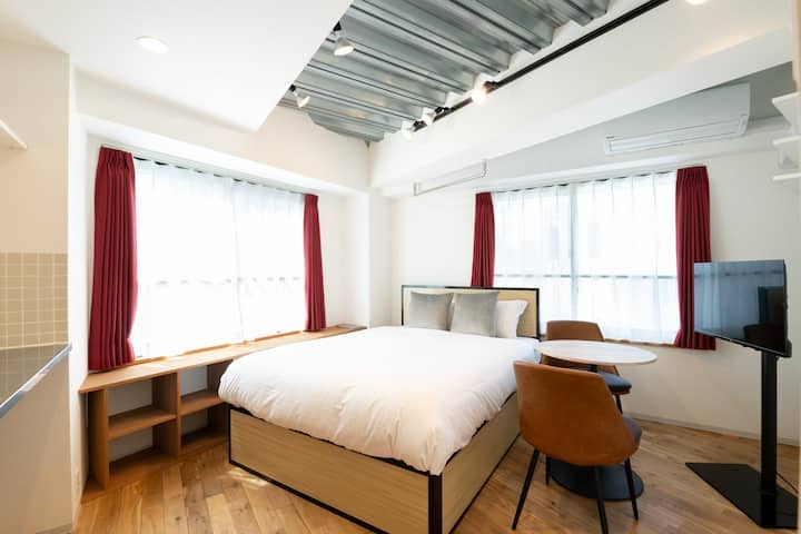 Bright room with wide windows
