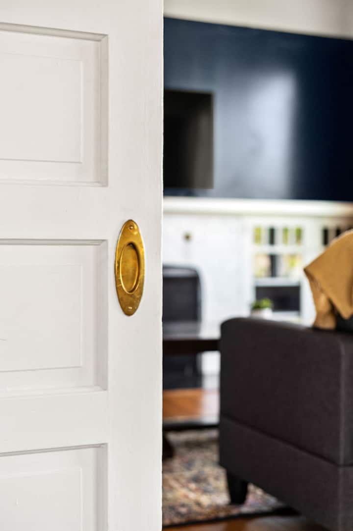 Original hardware has been kept throughout the home that helps bring out the historic charm for your stay.