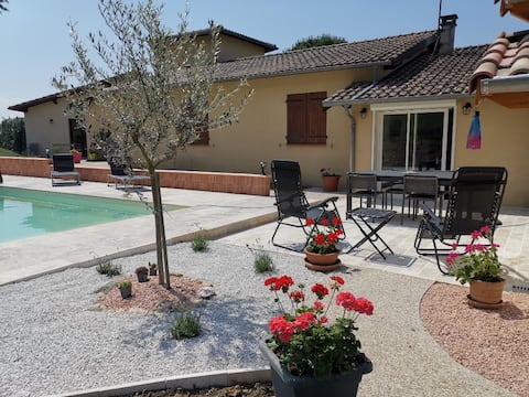 Country cottage with indoor pool.