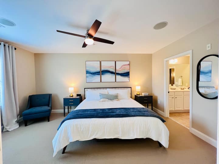 Spacious bedroom with king bed
