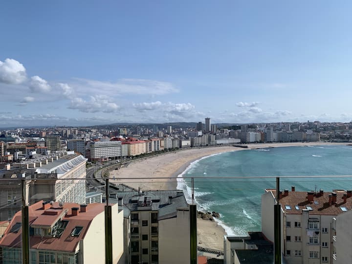 Apartment terrace with the best views in A Coruña