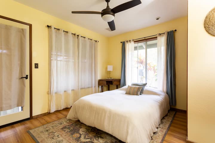 Back bedroom with exterior door to yoga room.  Great natural light 