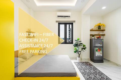 Btw airport & D1 center, fast wifi & check-in 24/7
