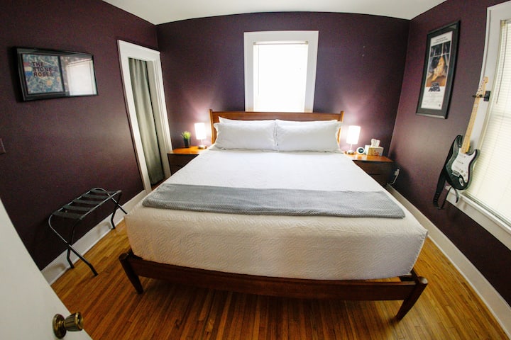 Bedroom, king-sized bed, main floor. 