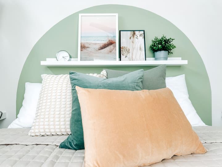 View to master bedroom from glass sliding door 