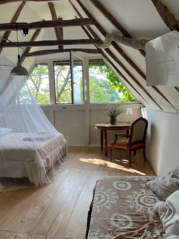 Chumba kikubwa cha kulala, kitanda cha watu wawili na sofa 