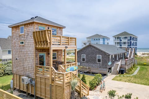Top performing Airbnb: Hot tub/Semi-Oceanfront Lot/Ocean Views/King bed in Rodanthe