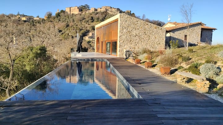 Modern farmhouse with pool