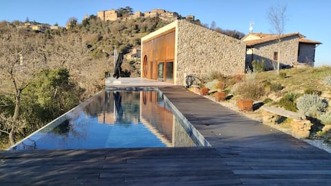 Modern farmhouse with pool