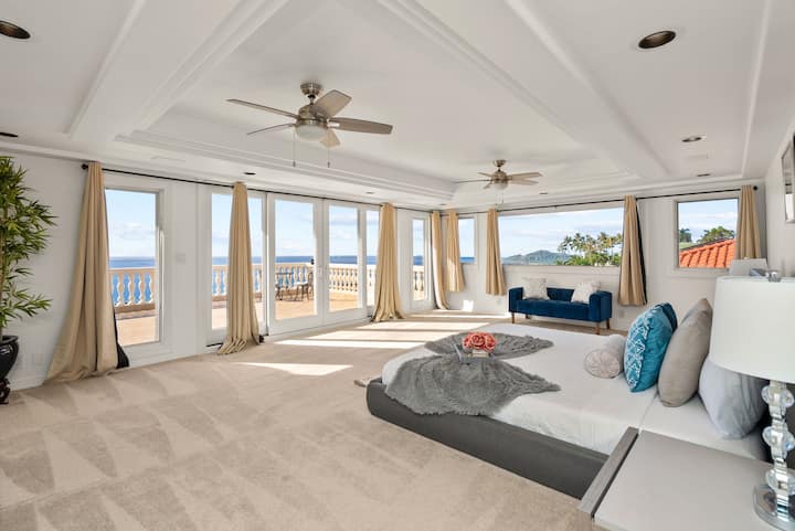Master bedroom with panoramic views of Honolulu.