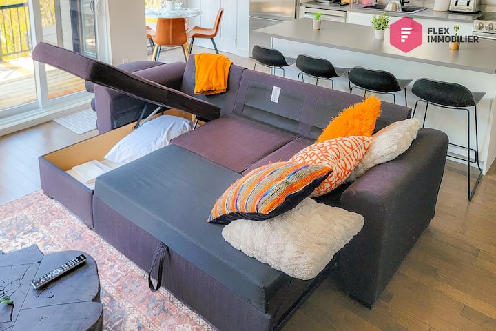 Спалня №3: разтегателен диван във всекидневната. Перфектен за 2 деца или възрастен...