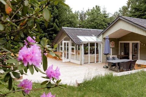 Secluded forest cabin near swimming lake