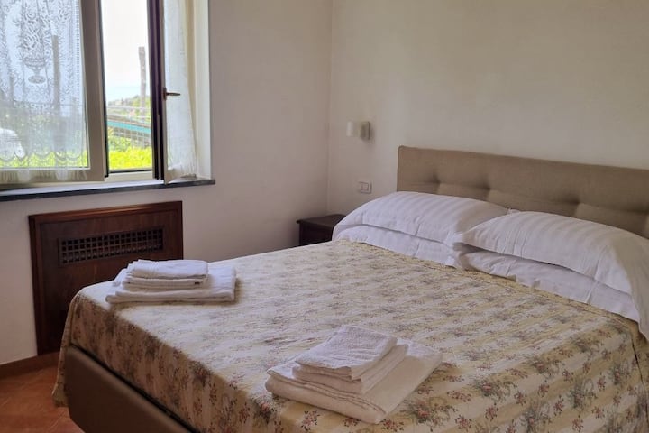 Მთავარი საძინებელი ორადგილიანი საწოლით, სამედიცინო დაწესებულება, დიდი კარადა, საწოლისპირა მაგიდები, ფეხსაცმლის საკიდი, სარკე. 