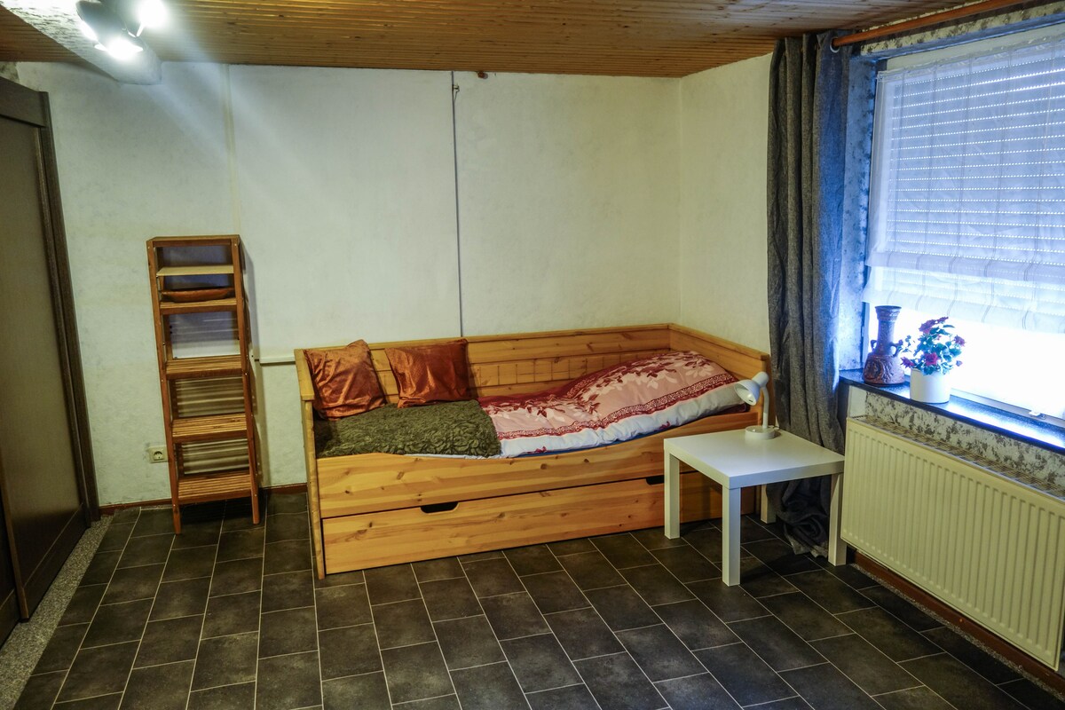 Ერთადგილიანი ოთახი სამუშაო მაგიდით, ტელევიზორითა და მოსასვენებელი სივრცით