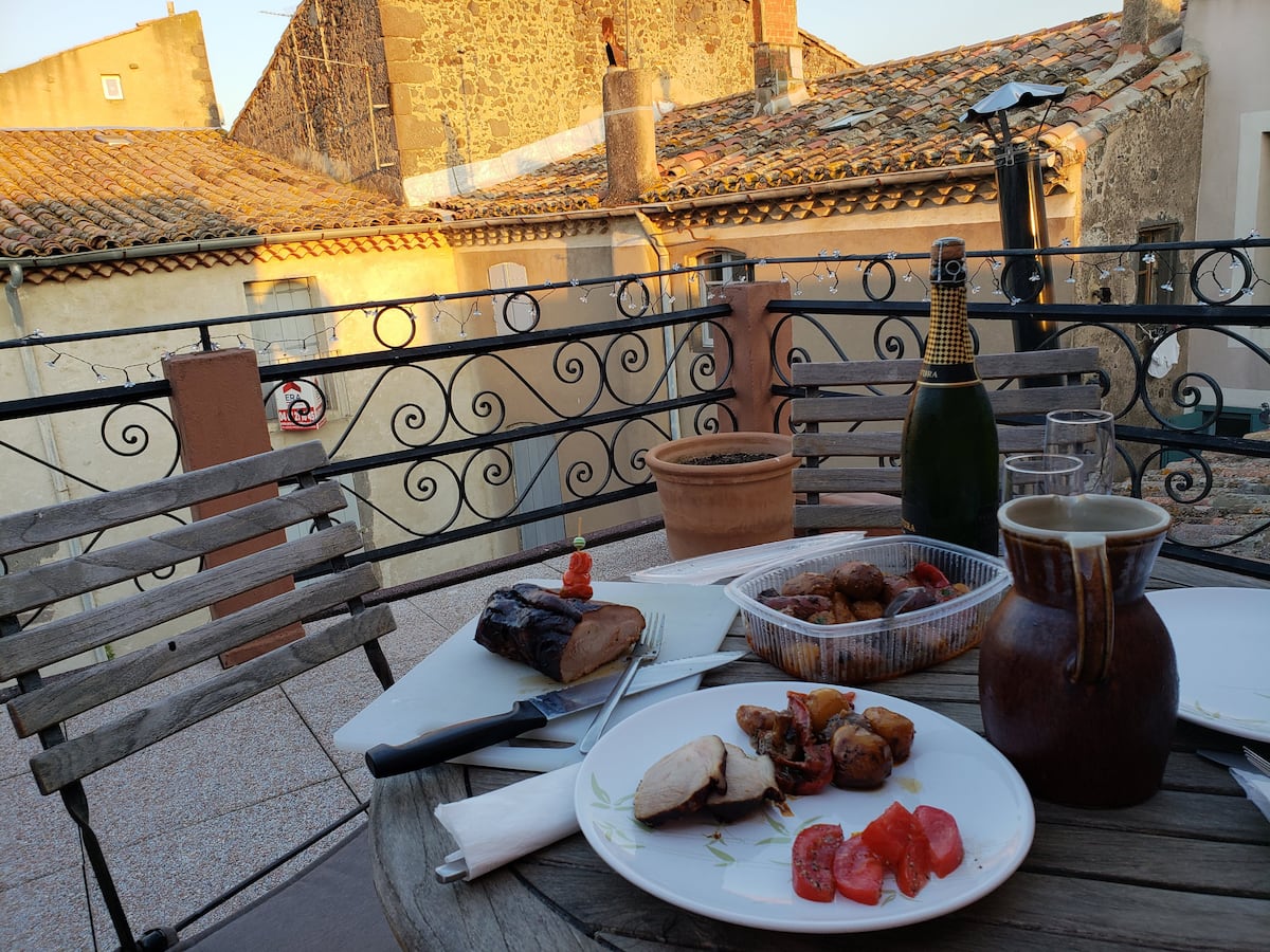 Dinner on the rooftop terrace at Maison Embonne