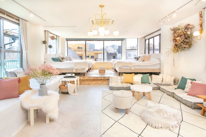 浅草徒歩3分/140㎡Max22名/無料駐車場/屋上絶景/渋谷直通