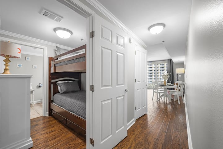 Private bunk room with full bath and door for privacy