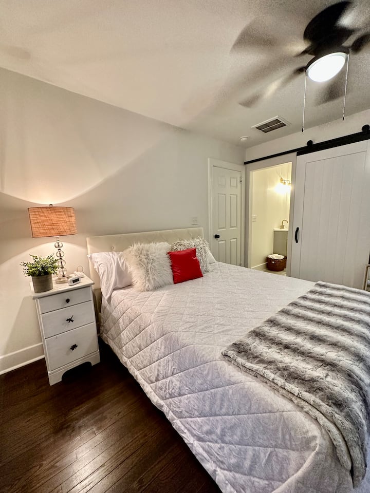 Chambre avec lit Queen Size et salle de bain attenante 