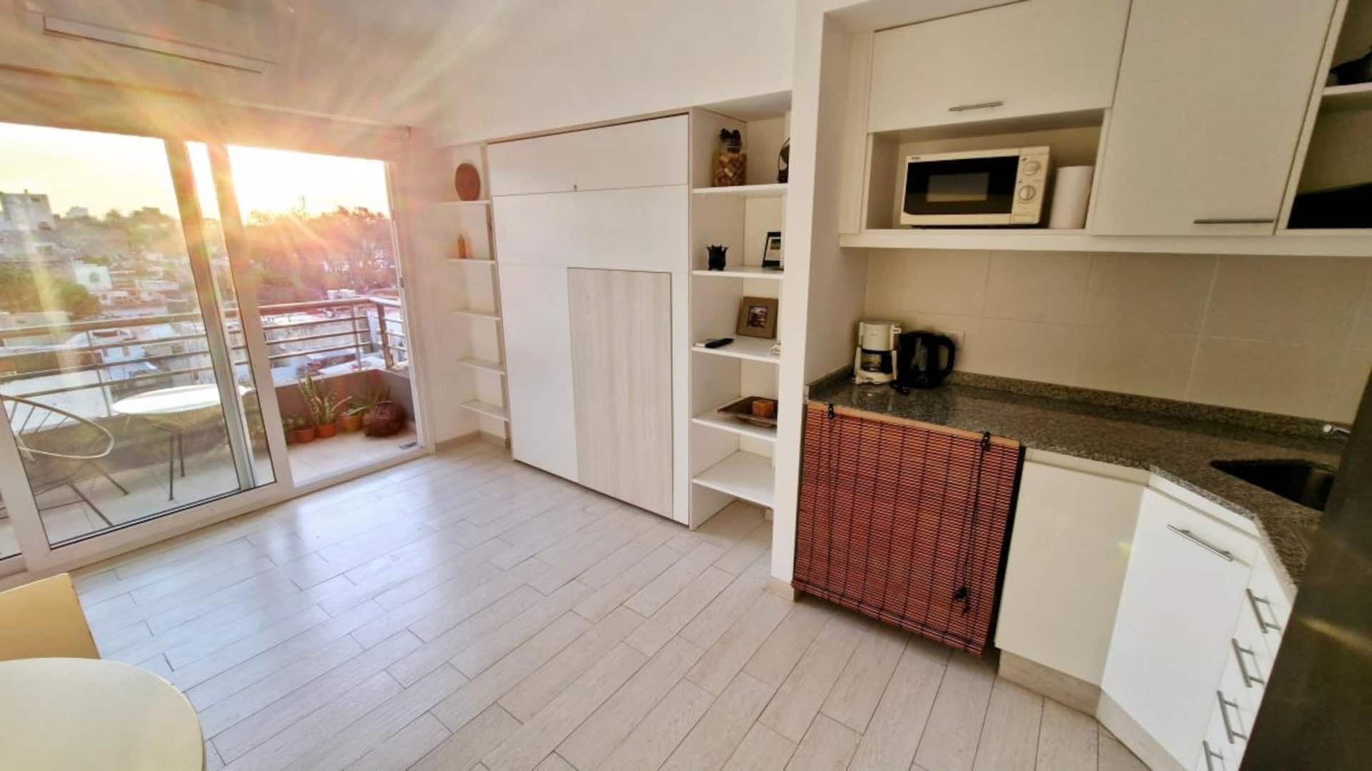 A bright and equipped studio