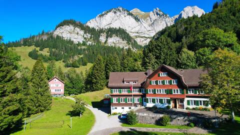 Group house with mountain scenery
