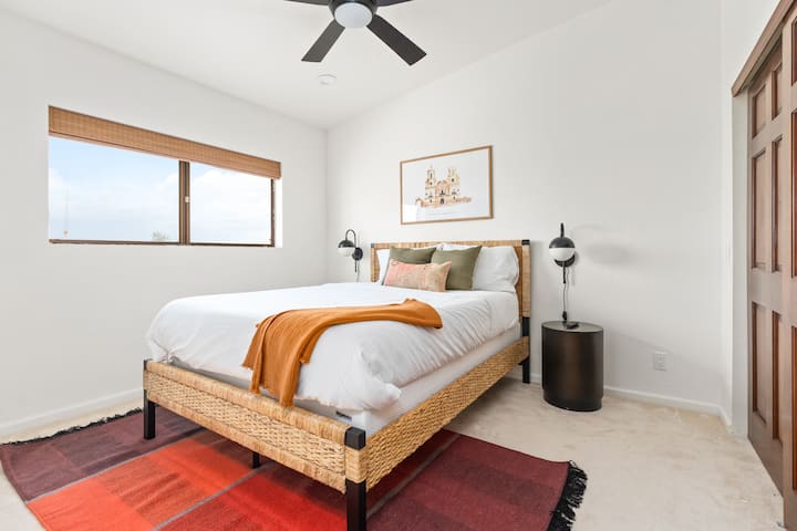 Queen bed upstairs with closet and Smart TV!
