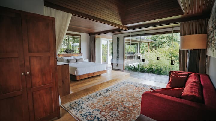 Skylight Suite has one wall made of glass (and blackout curtains of course).