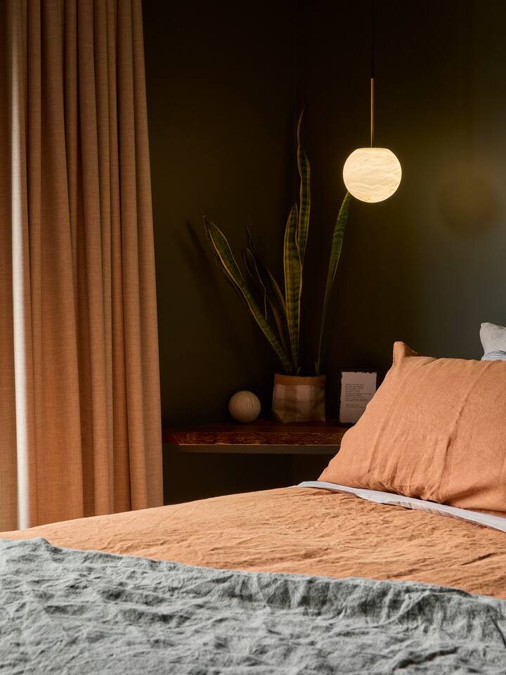 Enveloped in the softest, crushed flax linen sheets as you drift off to sleep in a luxurious king-sized bed. With a selection of pillows available, you’re guaranteed to find the perfect one to suit your preference.