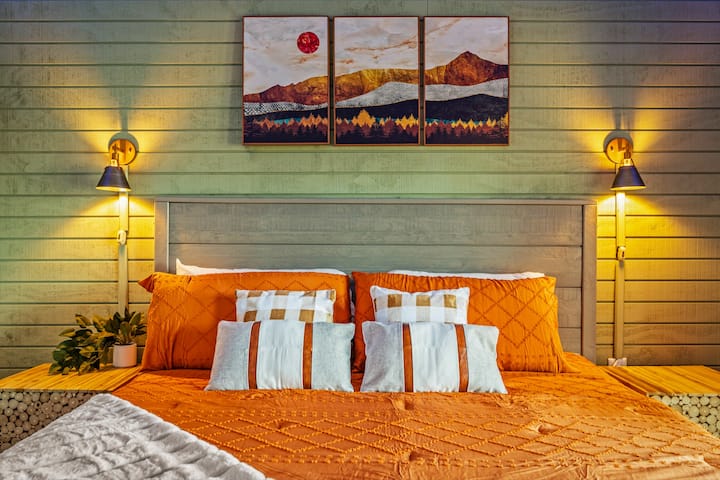 Adding a pop of color to my sanctuary with these warm orange hues. Who wouldn't want to snuggle up in this inviting bed?  