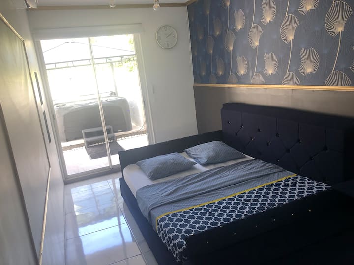 Hlavný apartmán s priamym prístupom do kúpeľov, zadnej terasy a záhrady , plne privatizovaný