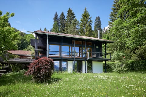 Alpine chalet Walchensee with mountain and lake view
