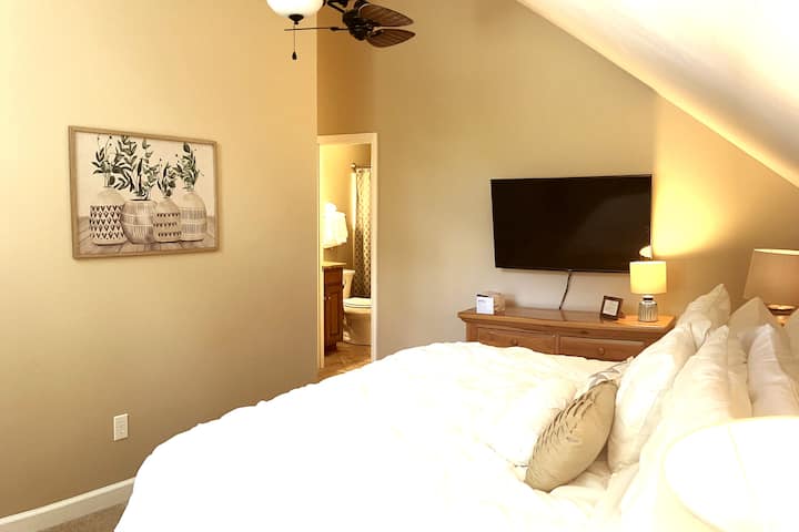 Spacious Master bedroom on the private, 2nd level of the condo.  King bed and full bath. 