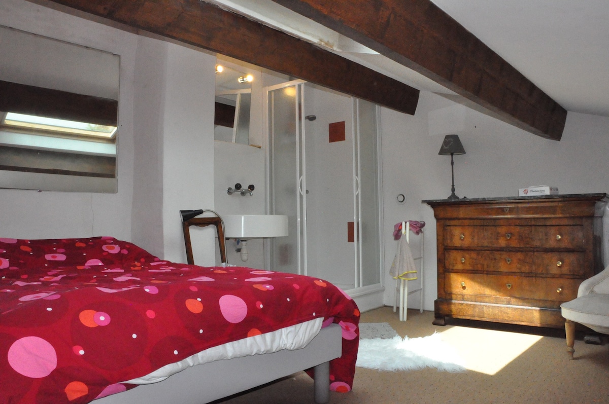 חדר עם מיזוג אוויר, מקלחת וכיור 