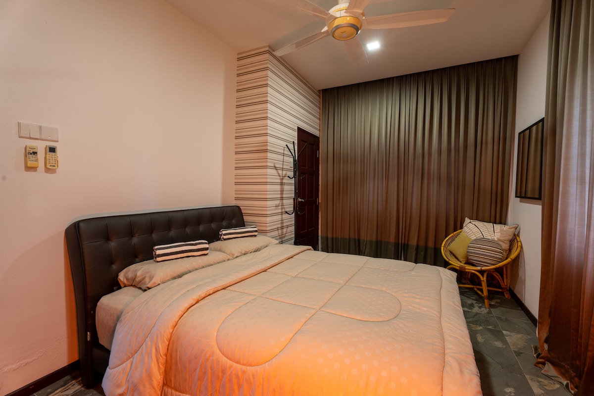 Room 1 - comes with a queen bed, attached bathroom and air conditioner