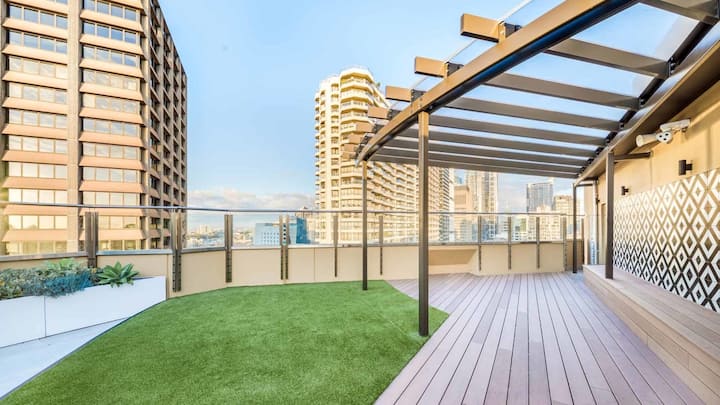 Relax on the rooftop deck after a long day.