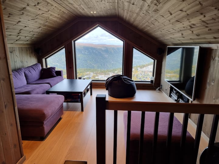 70-palcový televízor s Apple TV.

Dvojitá rozkladacia pohovka s matracom z peria