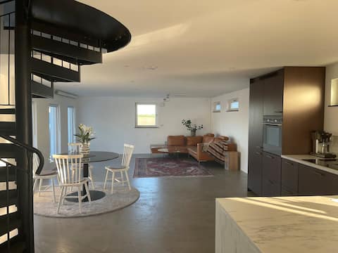 Modern accommodation in a rural setting