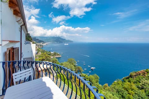 house with terrace overlooking the sea