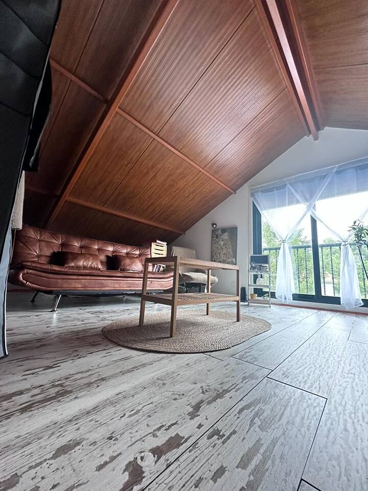 Ático con sofá cama con vistas al jardín