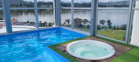 Top performing Airbnb: Like at home, lake view in pool and terrace in Paipa