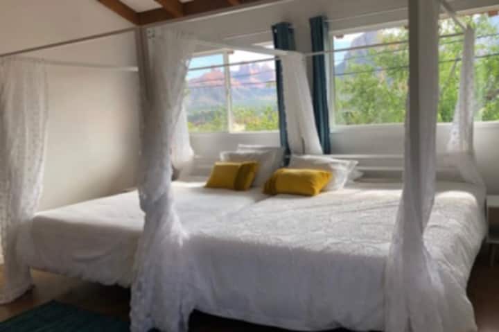 Master bedroom has 2 queen size beds that can be joined to make an extra large matrimonial king size.